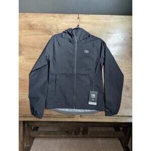 Outdoor Research Motive Ascentshell Jacket Womens Small Black Hooded Full Zip